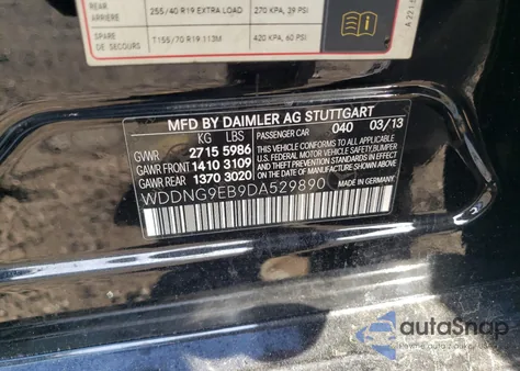 2013 Mercedes-Benz S 550 4Matic from USA, damaged, VIN WDDNG9EB9DA529890